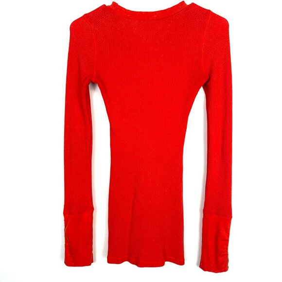 FREE PEOPLE long sleeve thermal shirt, Orange, long sleeves, size Medium, casual - Picture 2 of 5